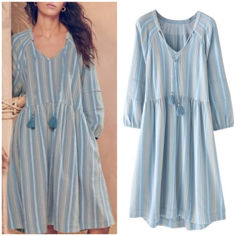 Wrap London Chambray Striped Dress Size US 8